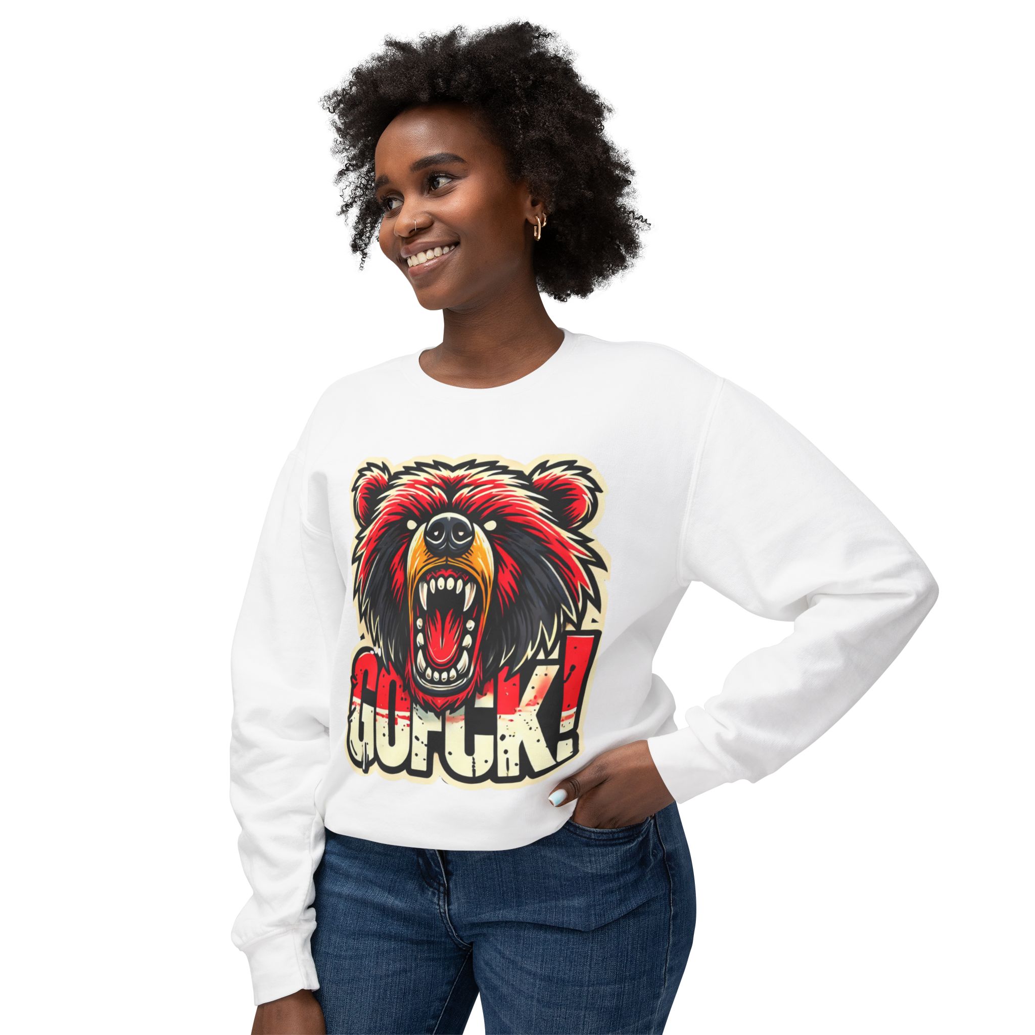 GOFCK Killa Bear. Designer Exclusive Unisex Lightweight Crewneck Sweatshirt - Image 7