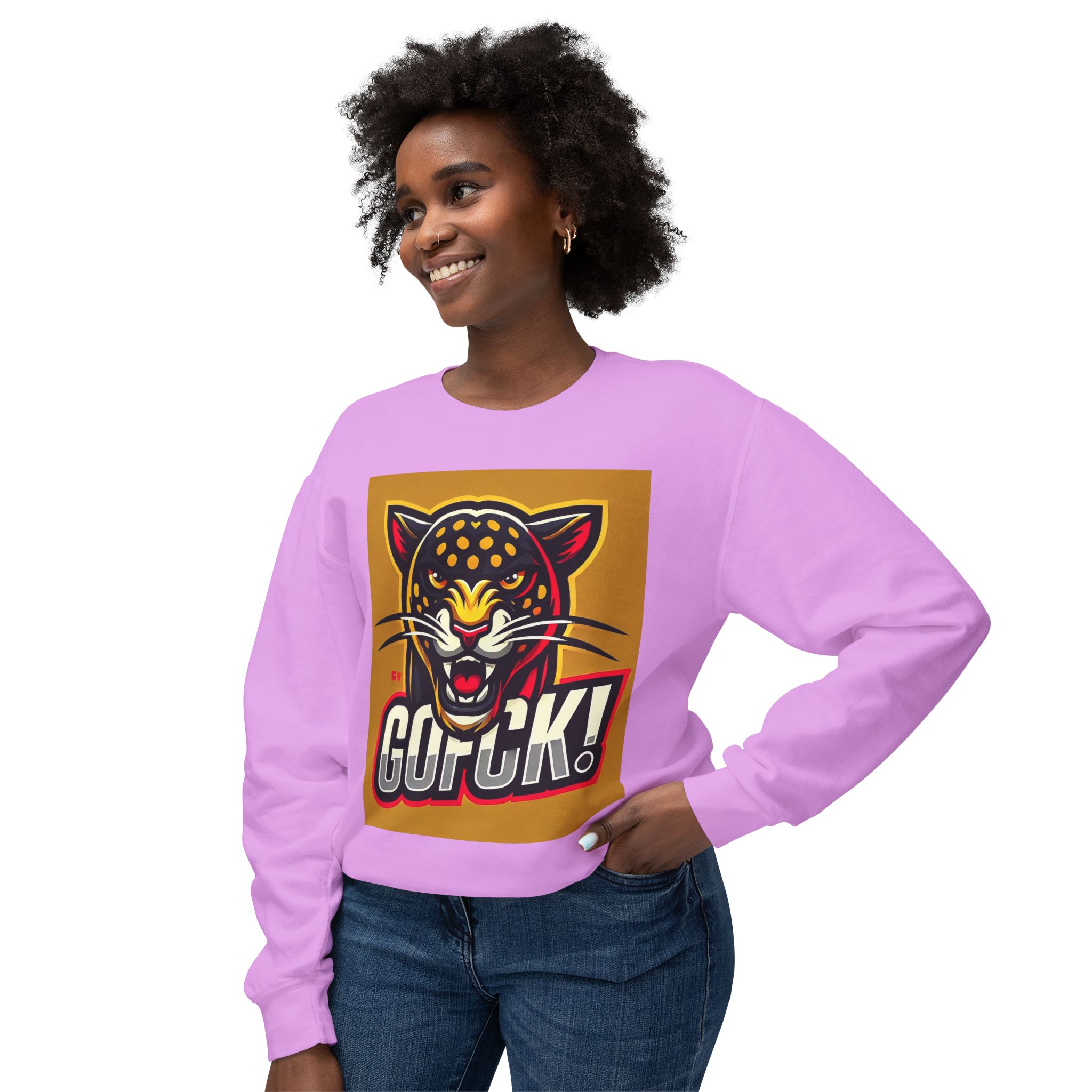 GOFCK Mad Panther. Designer Exclusive Unisex Lightweight Crewneck Sweatshirt - Image 51