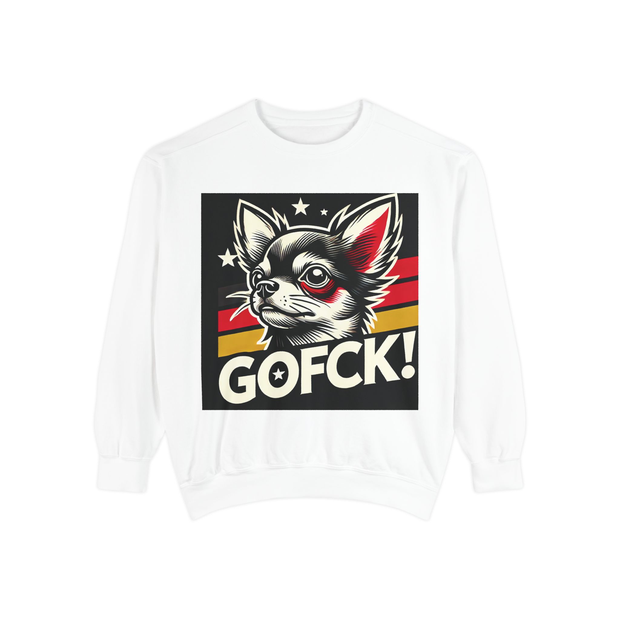 GOFCK Chiwi White Unisex Garment-Dyed Sweatshirt