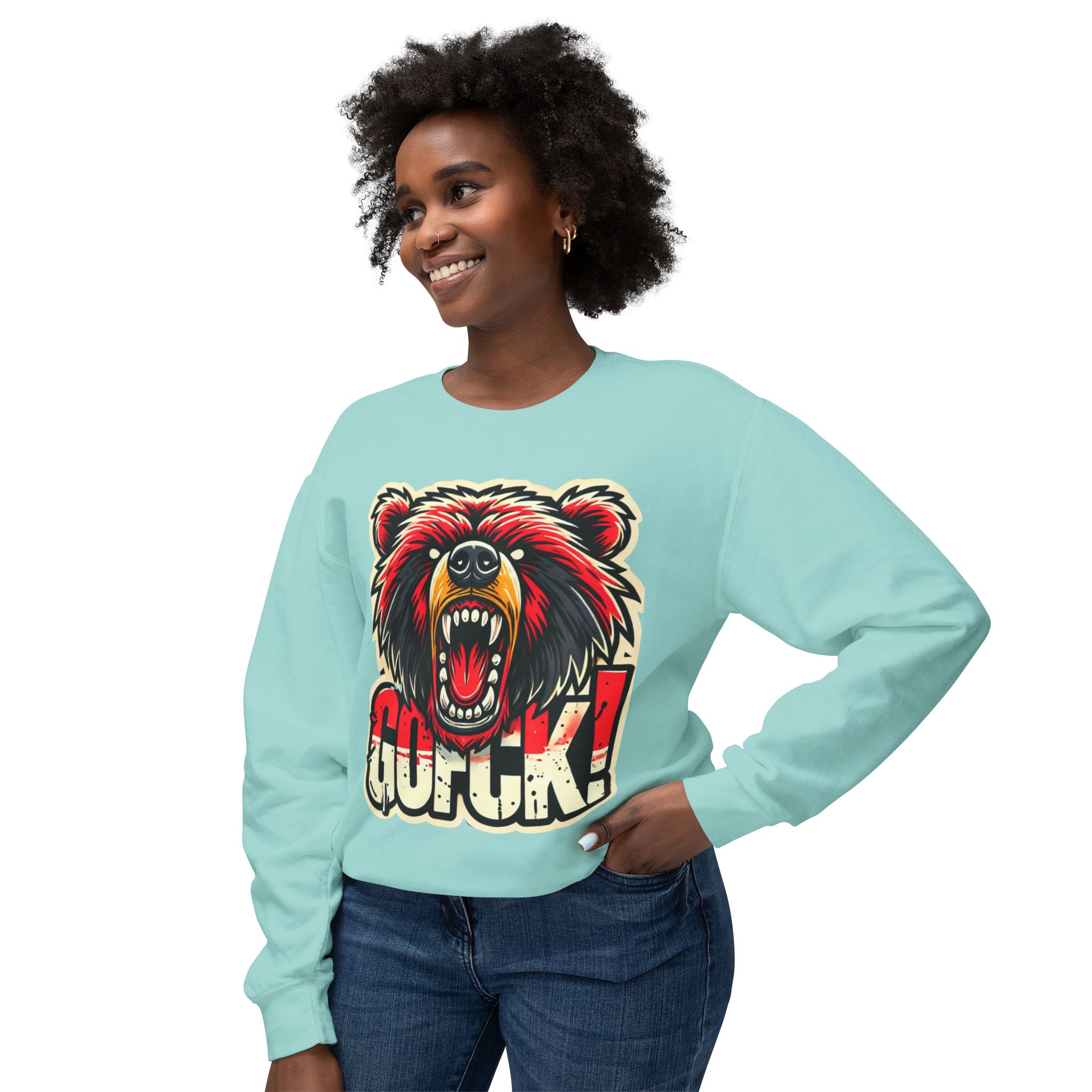 GOFCK Killa Bear. Designer Exclusive Unisex Lightweight Crewneck Sweatshirt - Image 3