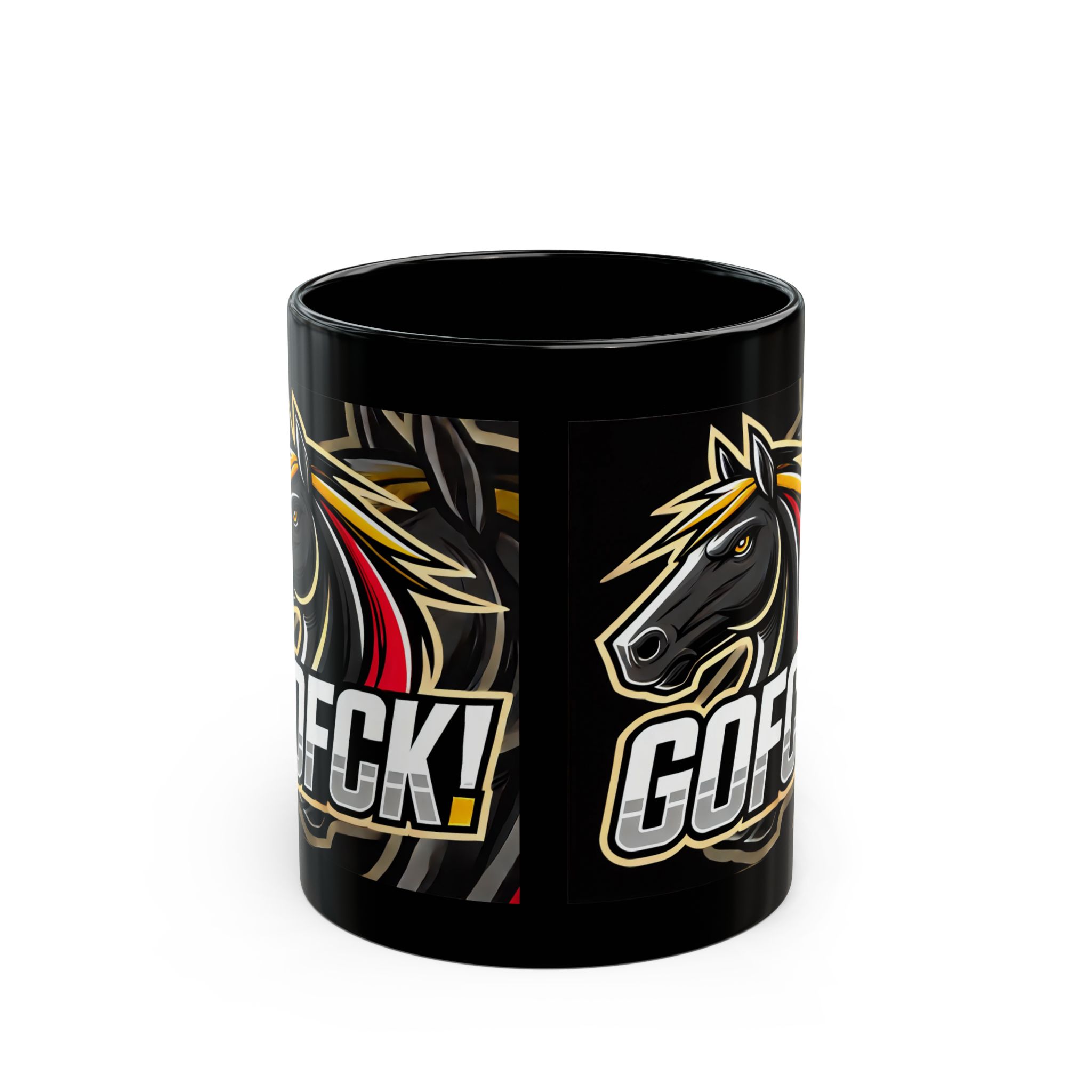 GOFCK Wild Horse Designer Black Mug (11oz, 15oz) - Image 2