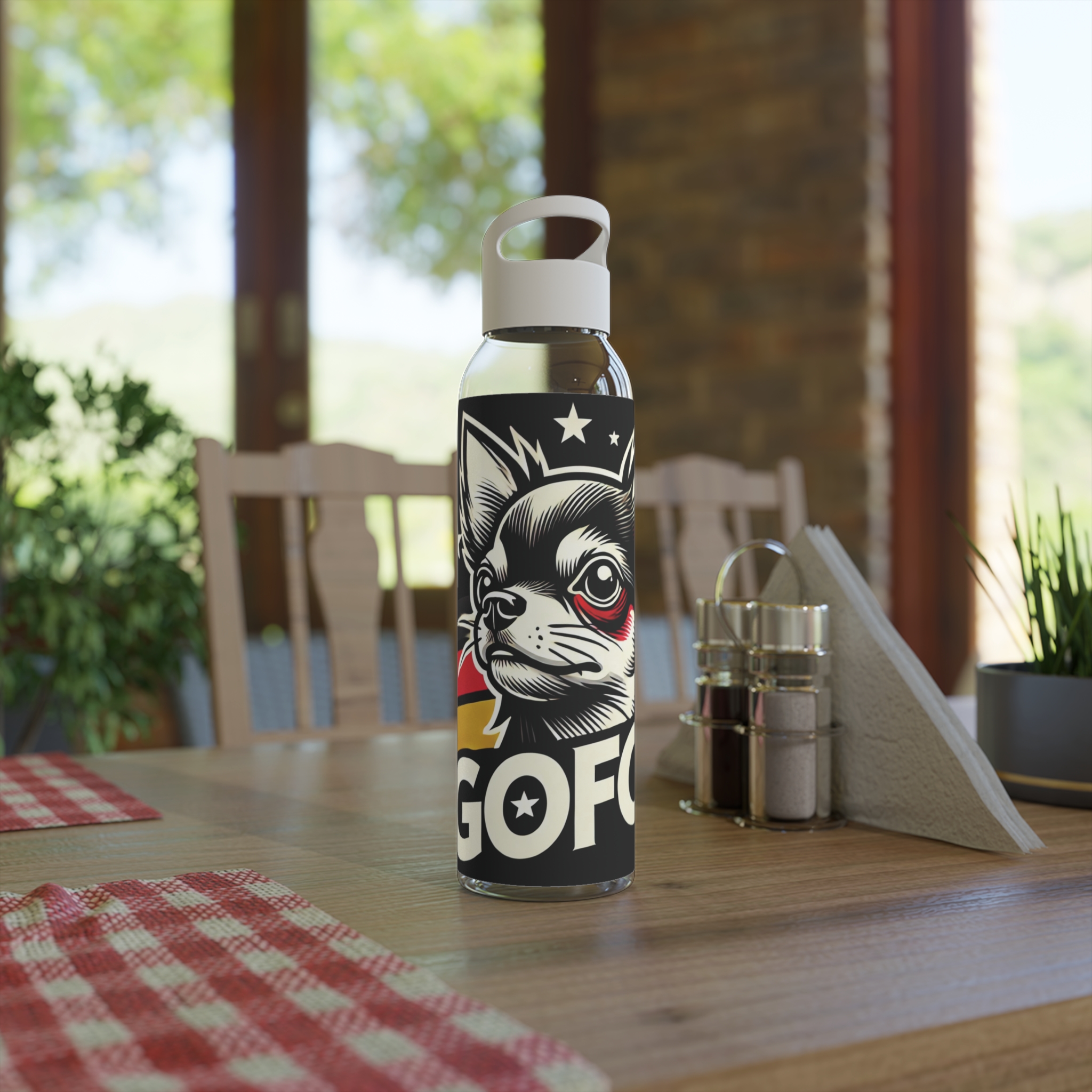 GOFCK Chihuahua Fighter Designer Sky Water Bottle. - Image 5