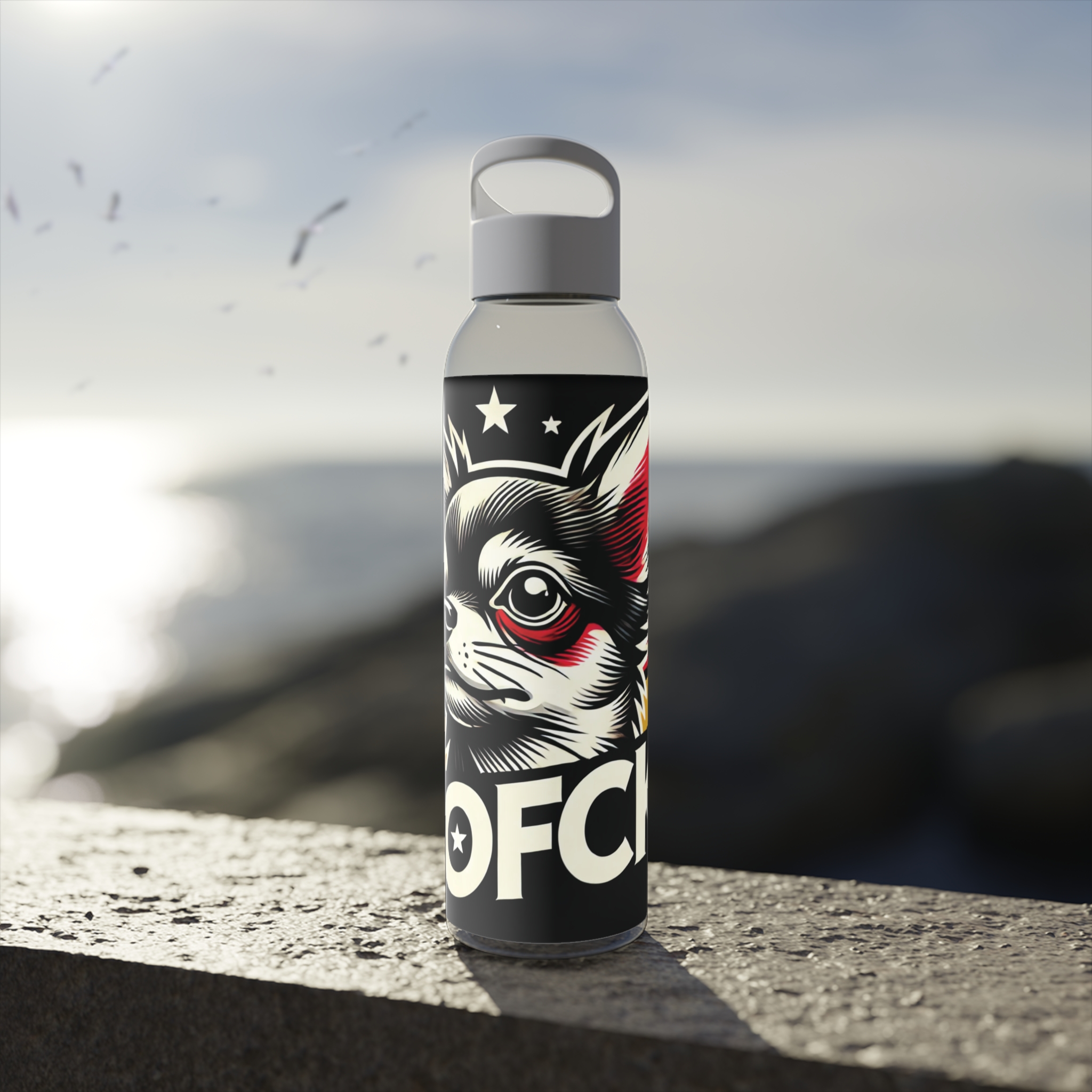 GOFCK Chihuahua Fighter Designer Sky Water Bottle. - Image 6