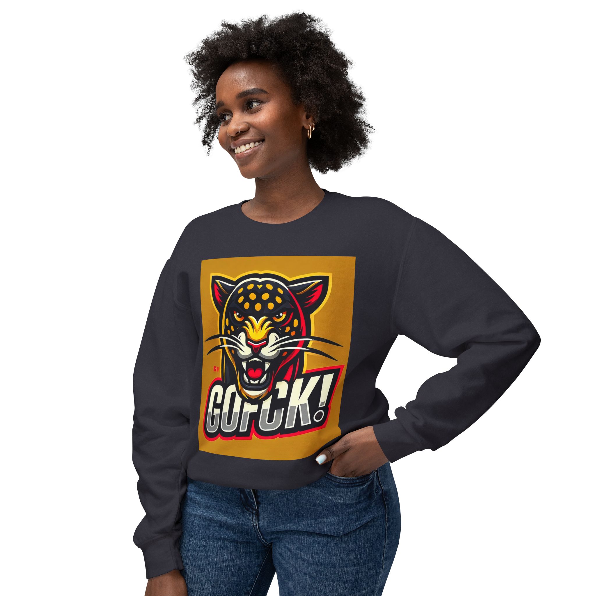 GOFCK Mad Panther. Designer Exclusive Unisex Lightweight Crewneck Sweatshirt - Image 47