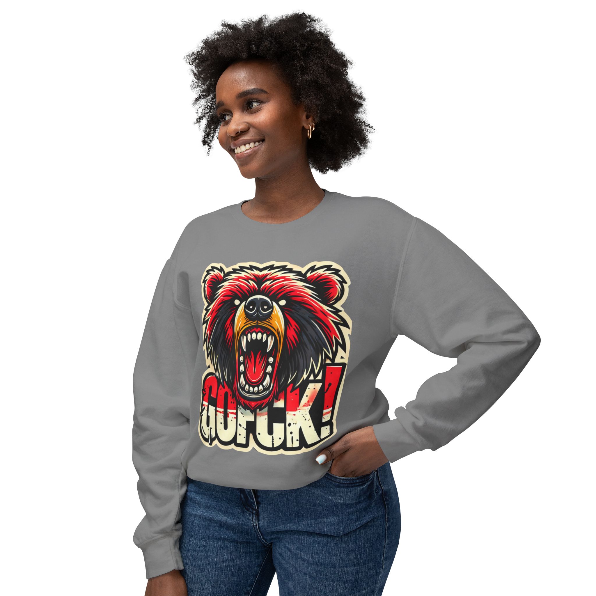 GOFCK Killa Bear. Designer Exclusive Unisex Lightweight Crewneck Sweatshirt - Image 35