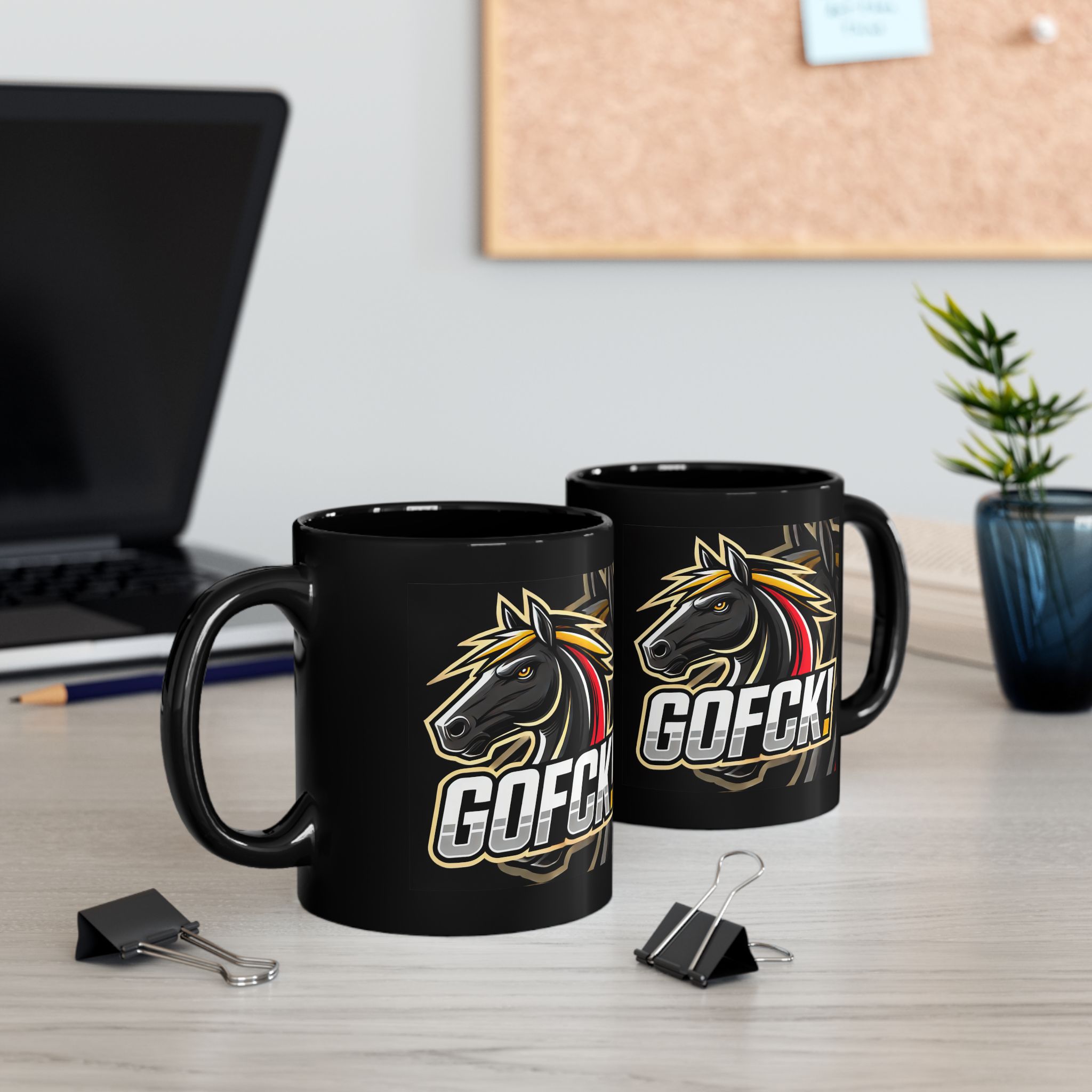 GOFCK Wild Horse Designer Black Mug (11oz, 15oz) - Image 6