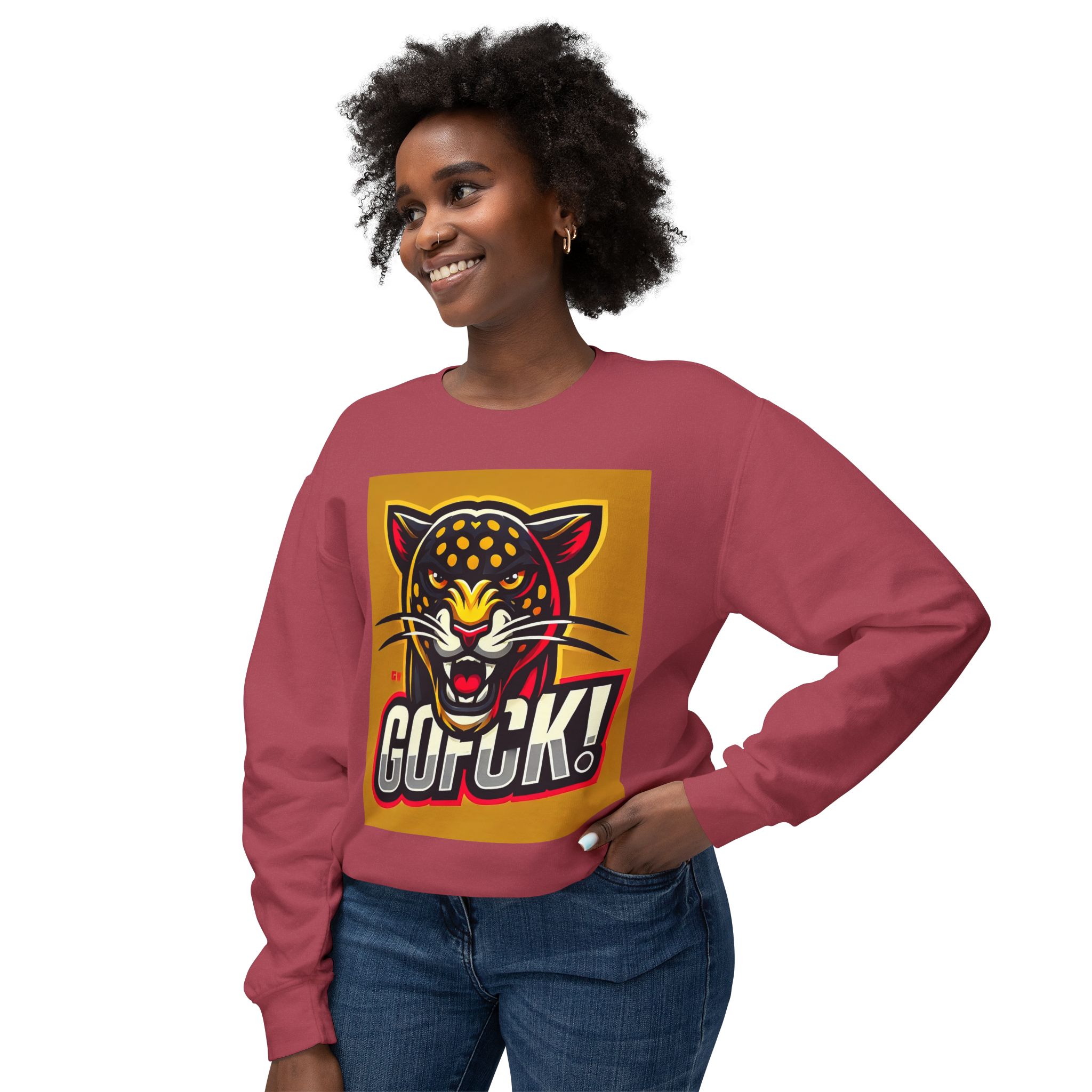 GOFCK Mad Panther. Designer Exclusive Unisex Lightweight Crewneck Sweatshirt - Image 55