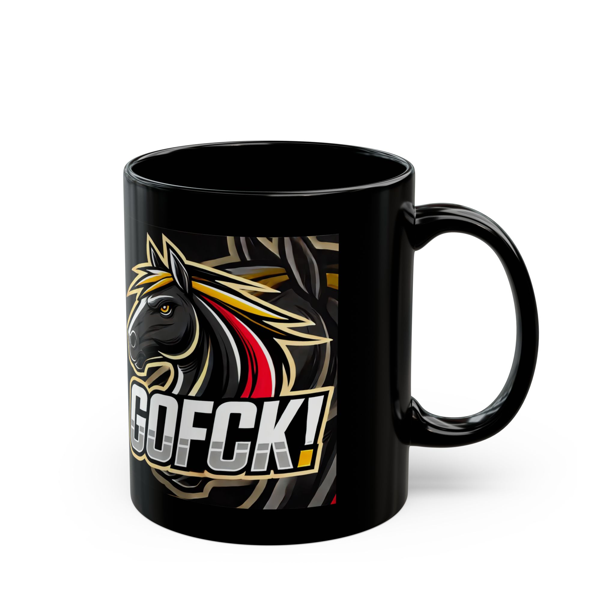 GOFCK Wild Horse Designer Black Mug (11oz, 15oz) - Image 3
