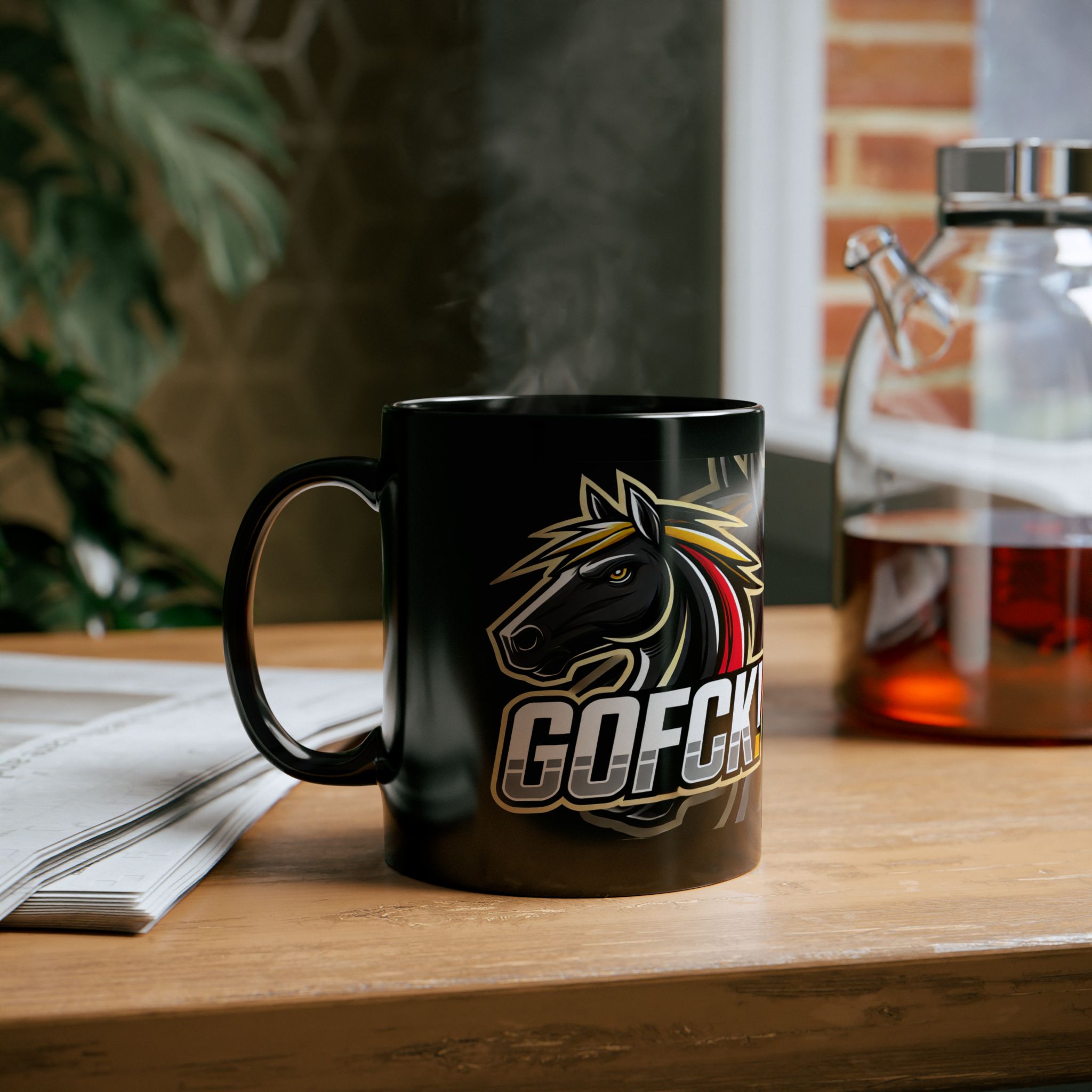 GOFCK Wild Horse Designer Black Mug (11oz, 15oz) - Image 7