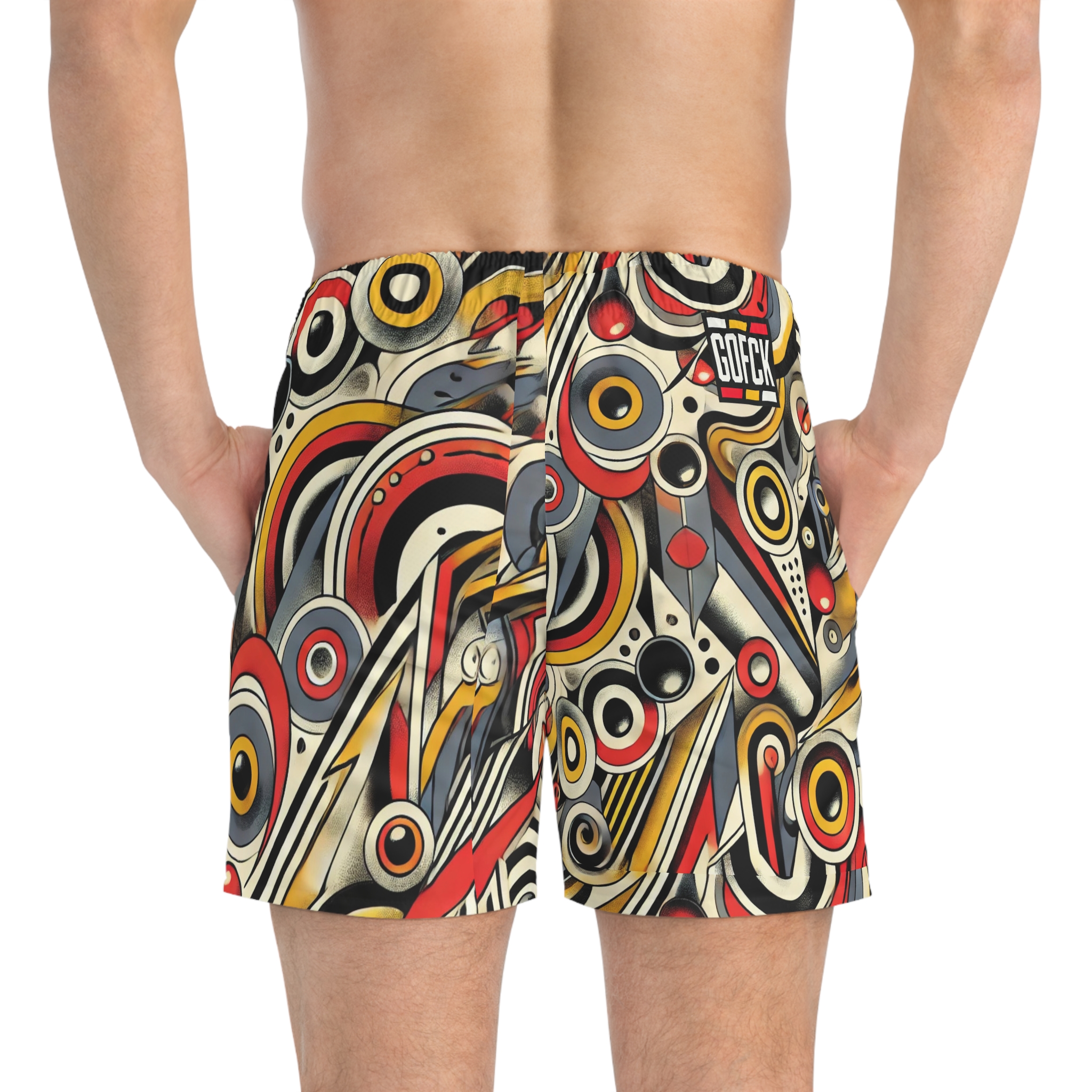 GOFCK Flaming Male Swim Trunks (AOP) Unique Shorts Design. - Image 5
