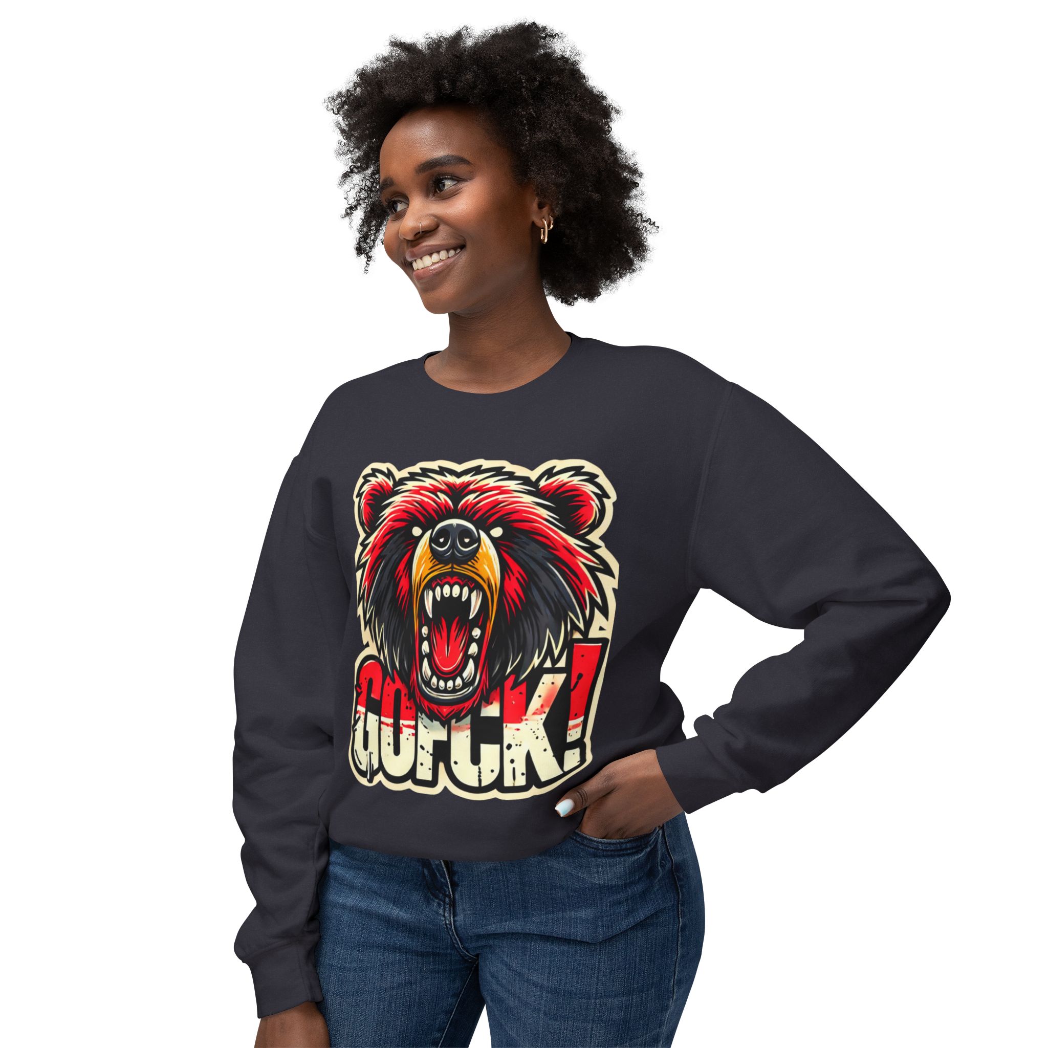 GOFCK Killa Bear. Designer Exclusive Unisex Lightweight Crewneck Sweatshirt - Image 47