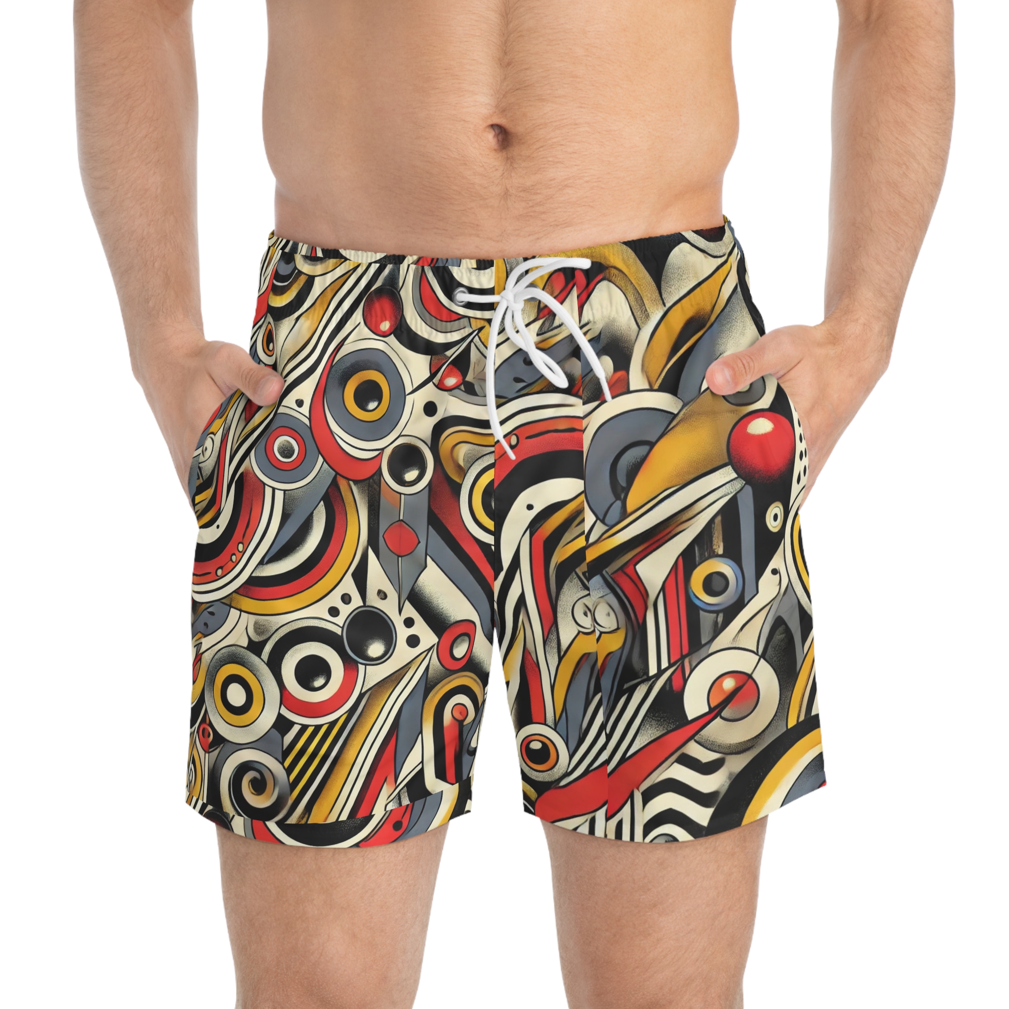GOFCK Flaming Male Swim Trunks (AOP) Unique Shorts Design.