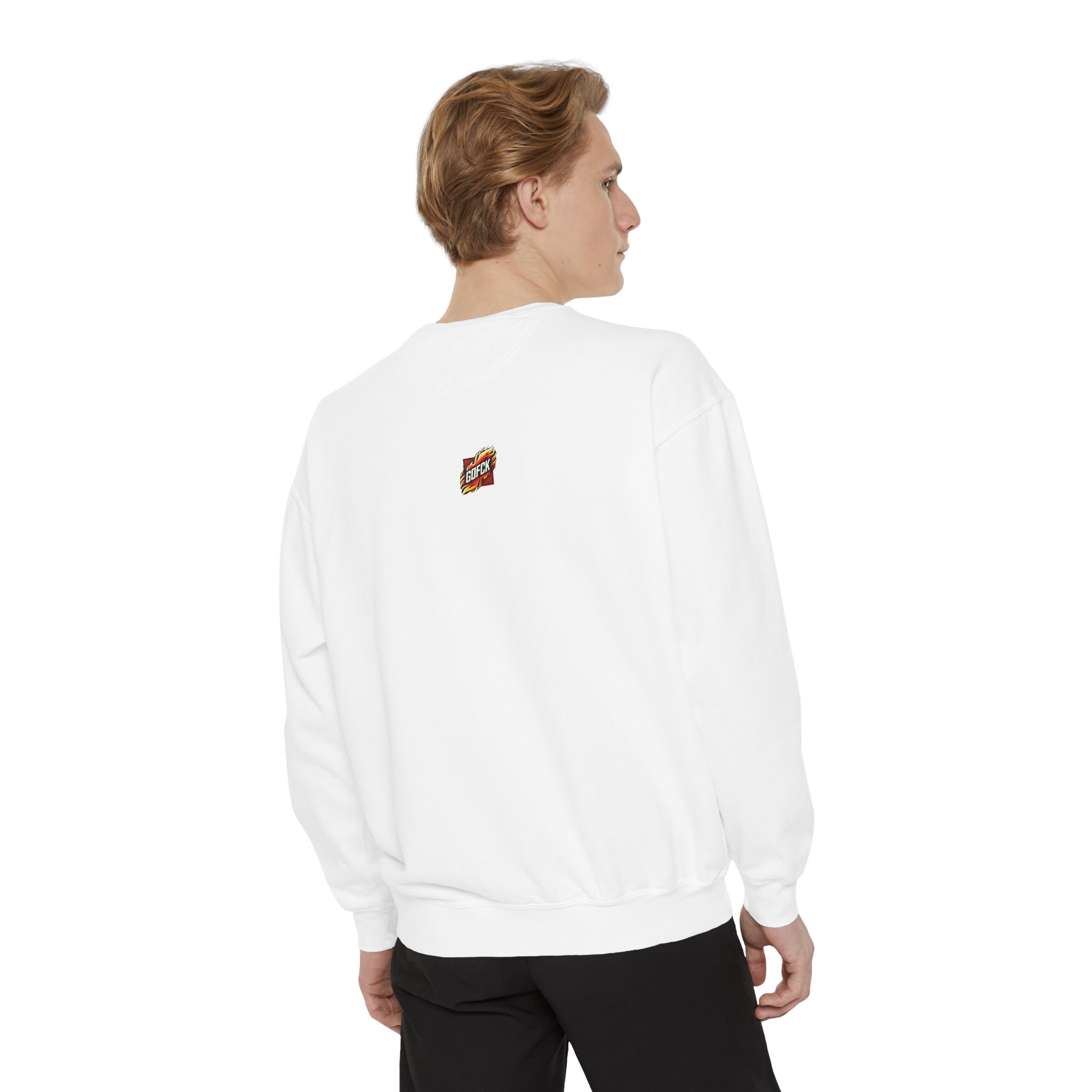 GOFCK Chiwi White Unisex Garment-Dyed Sweatshirt - Image 4