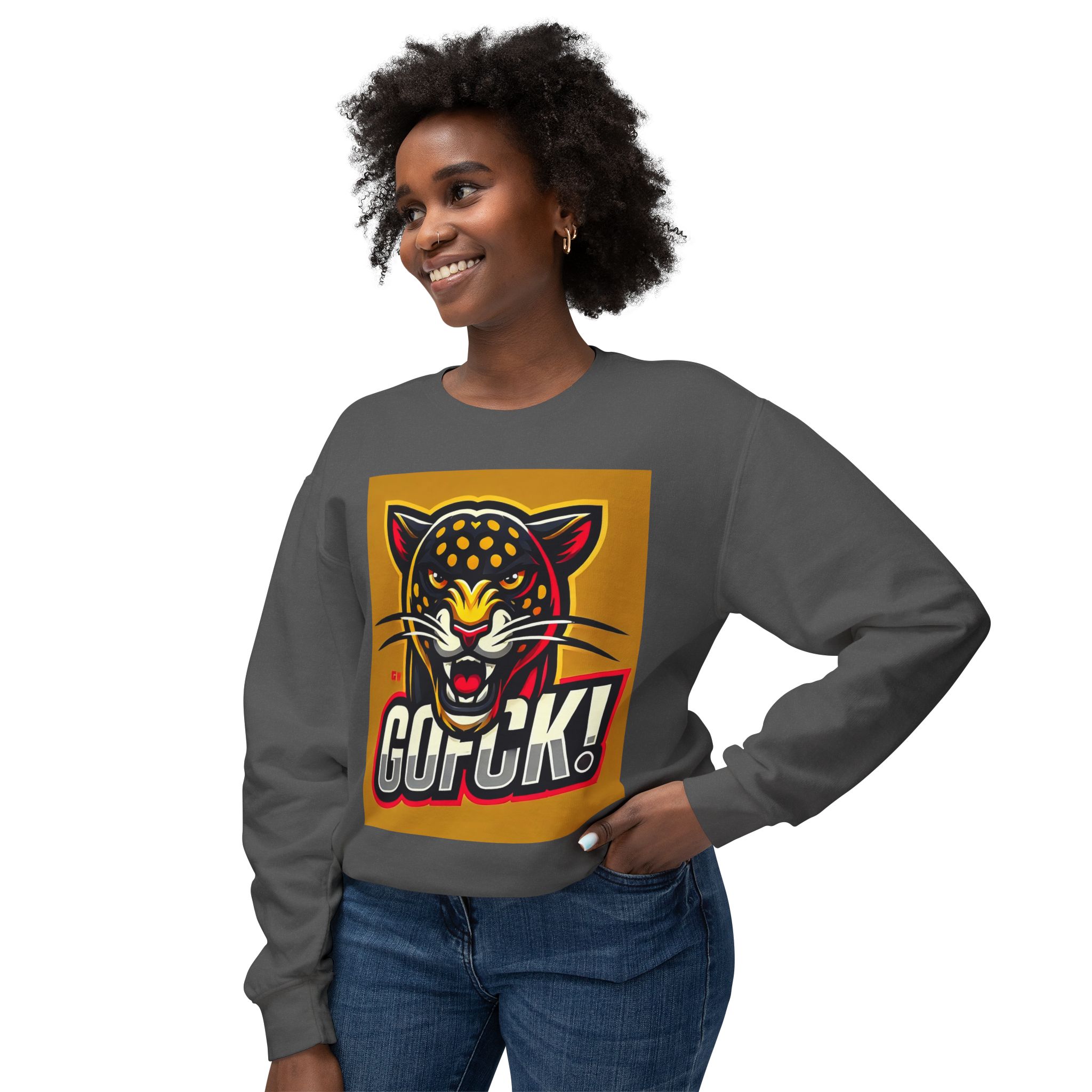 GOFCK Mad Panther. Designer Exclusive Unisex Lightweight Crewneck Sweatshirt - Image 27
