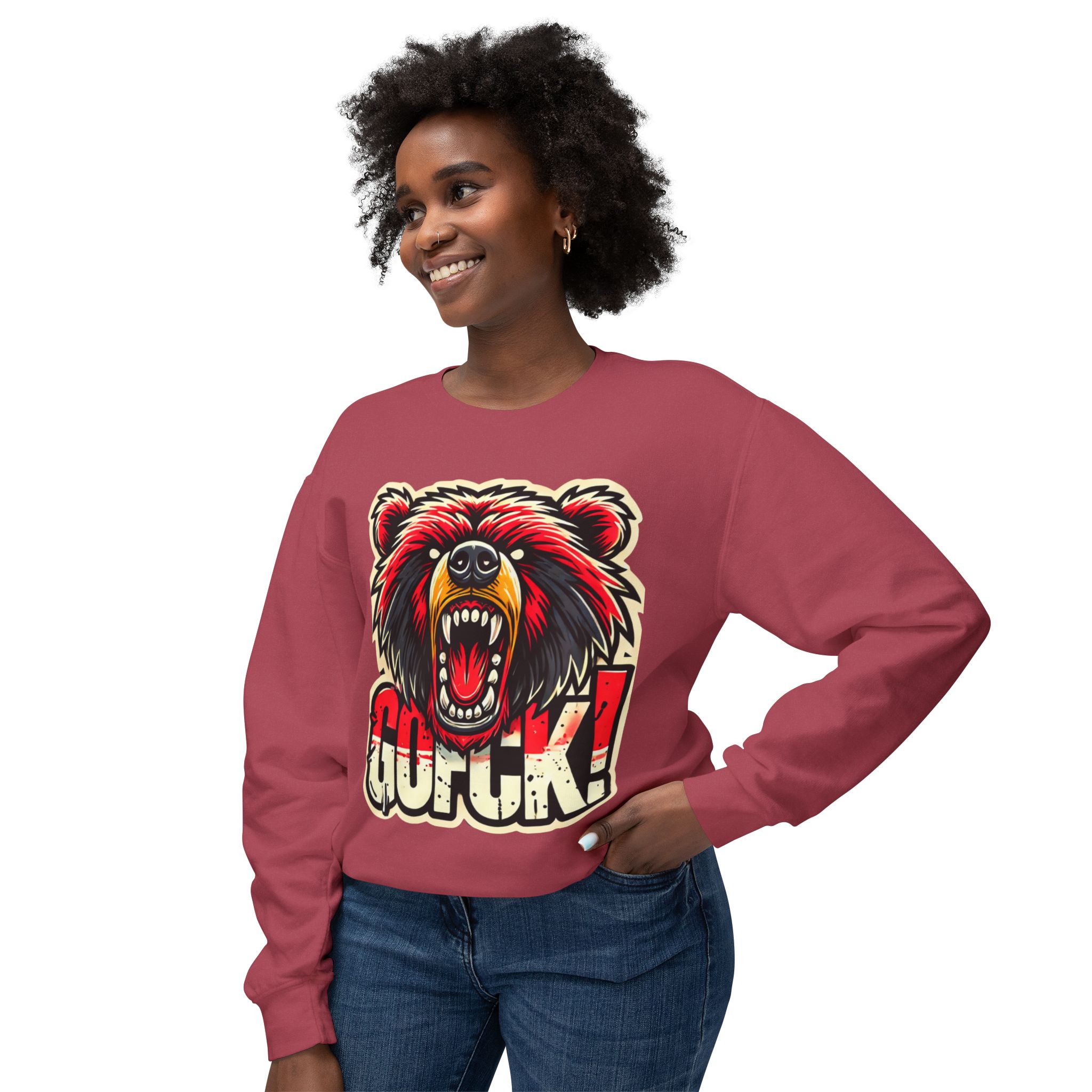 GOFCK Killa Bear. Designer Exclusive Unisex Lightweight Crewneck Sweatshirt - Image 55