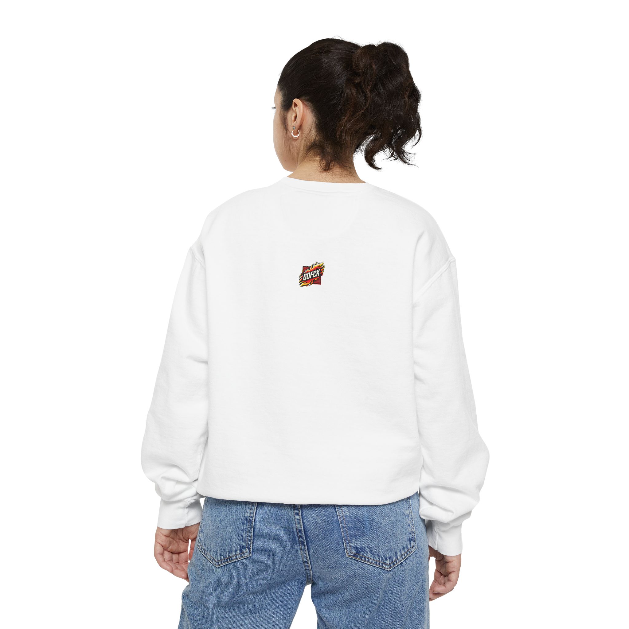GOFCK Chiwi White Unisex Garment-Dyed Sweatshirt - Image 6