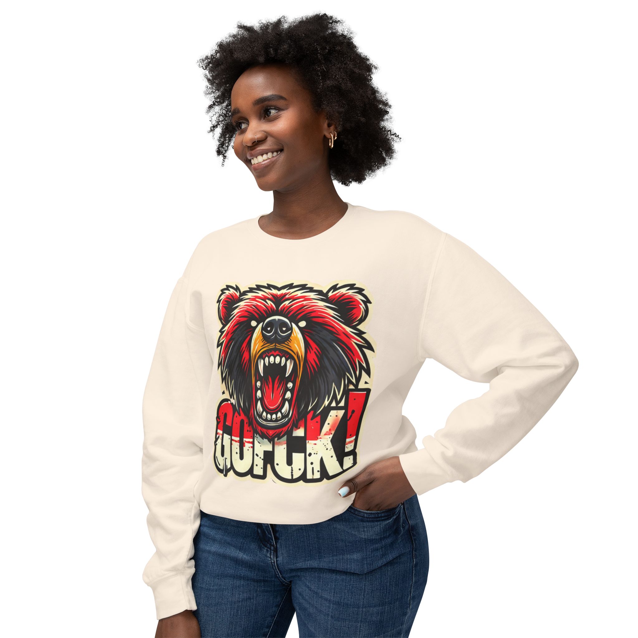 GOFCK Killa Bear. Designer Exclusive Unisex Lightweight Crewneck Sweatshirt - Image 11