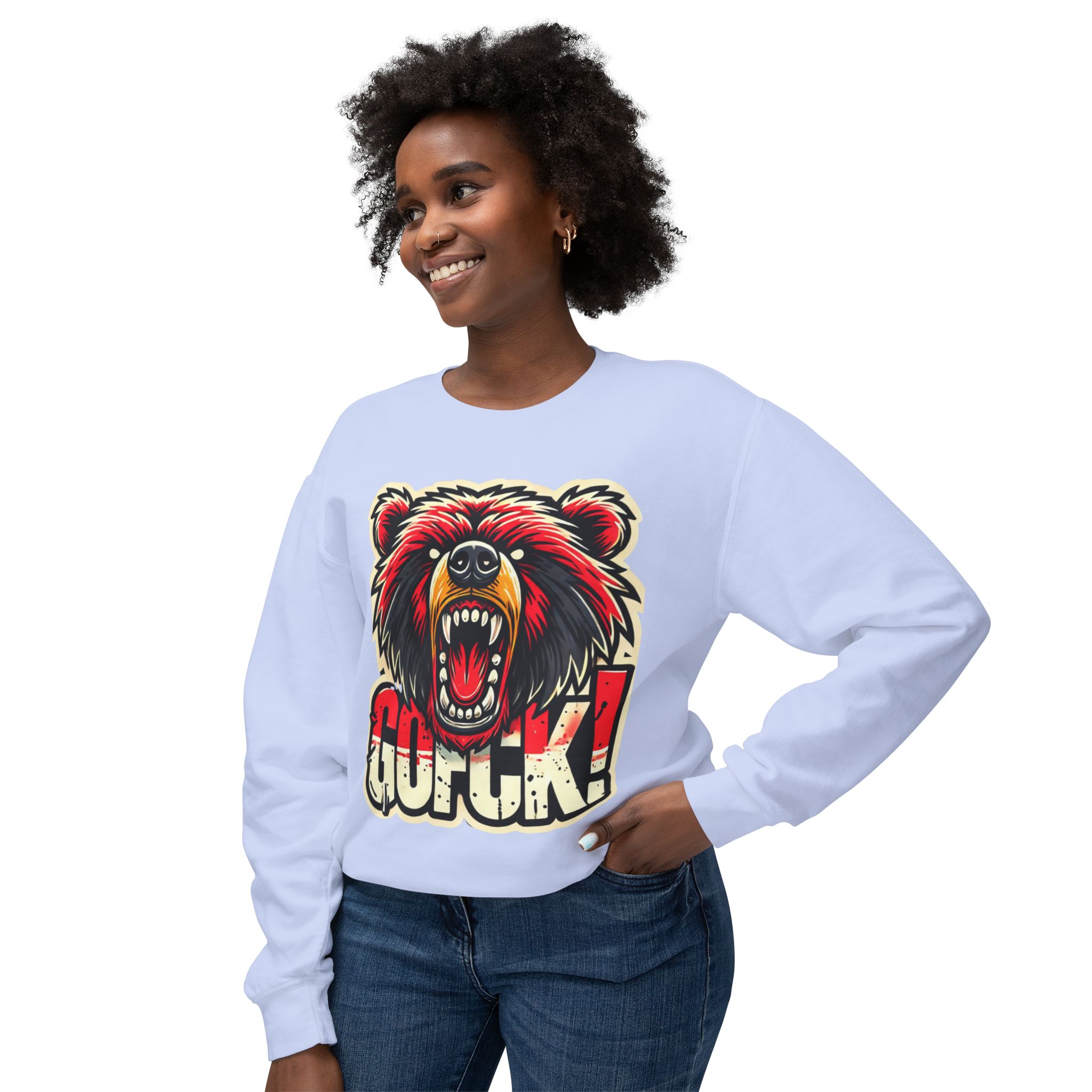 GOFCK Killa Bear. Designer Exclusive Unisex Lightweight Crewneck Sweatshirt - Image 39