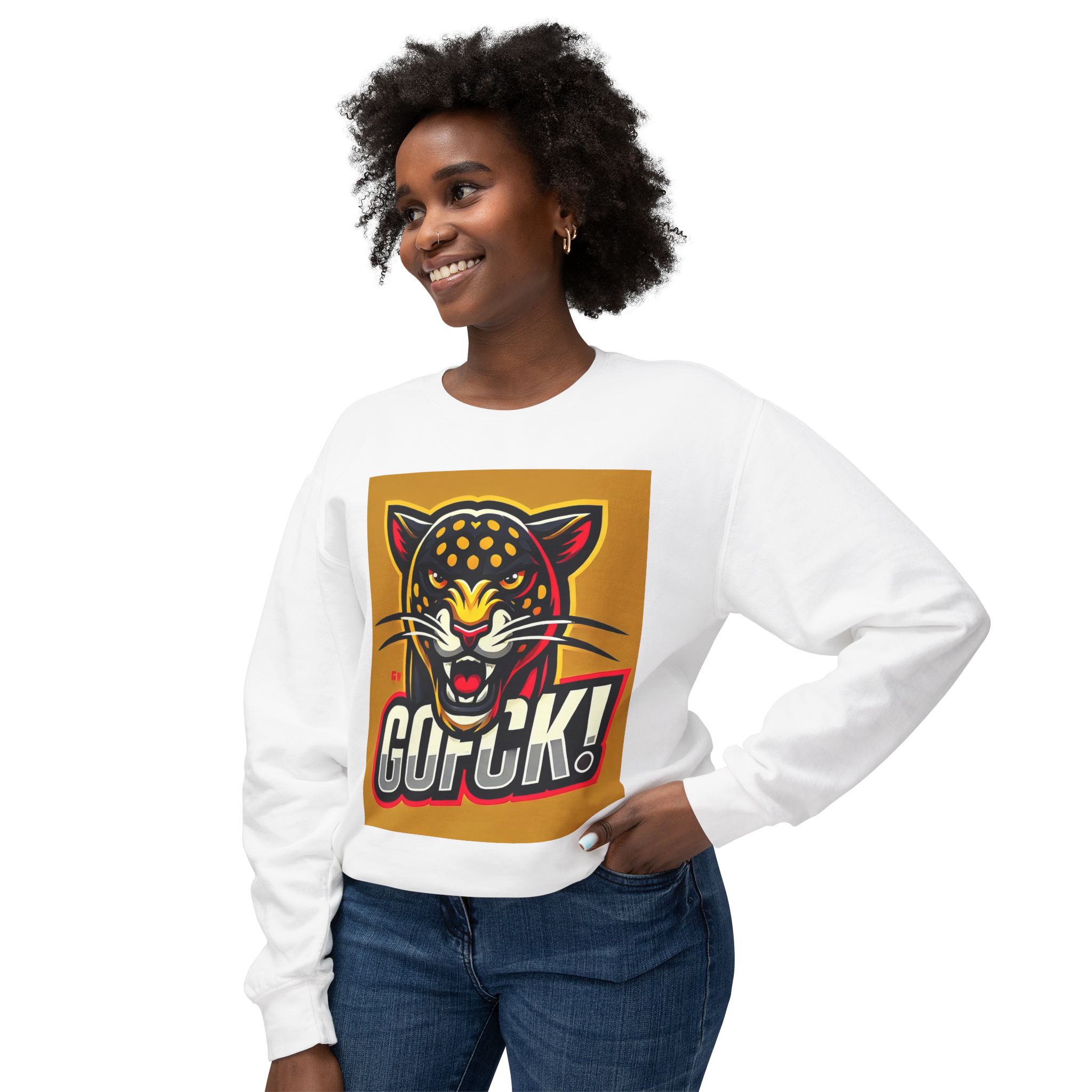 GOFCK Mad Panther. Designer Exclusive Unisex Lightweight Crewneck Sweatshirt - Image 3