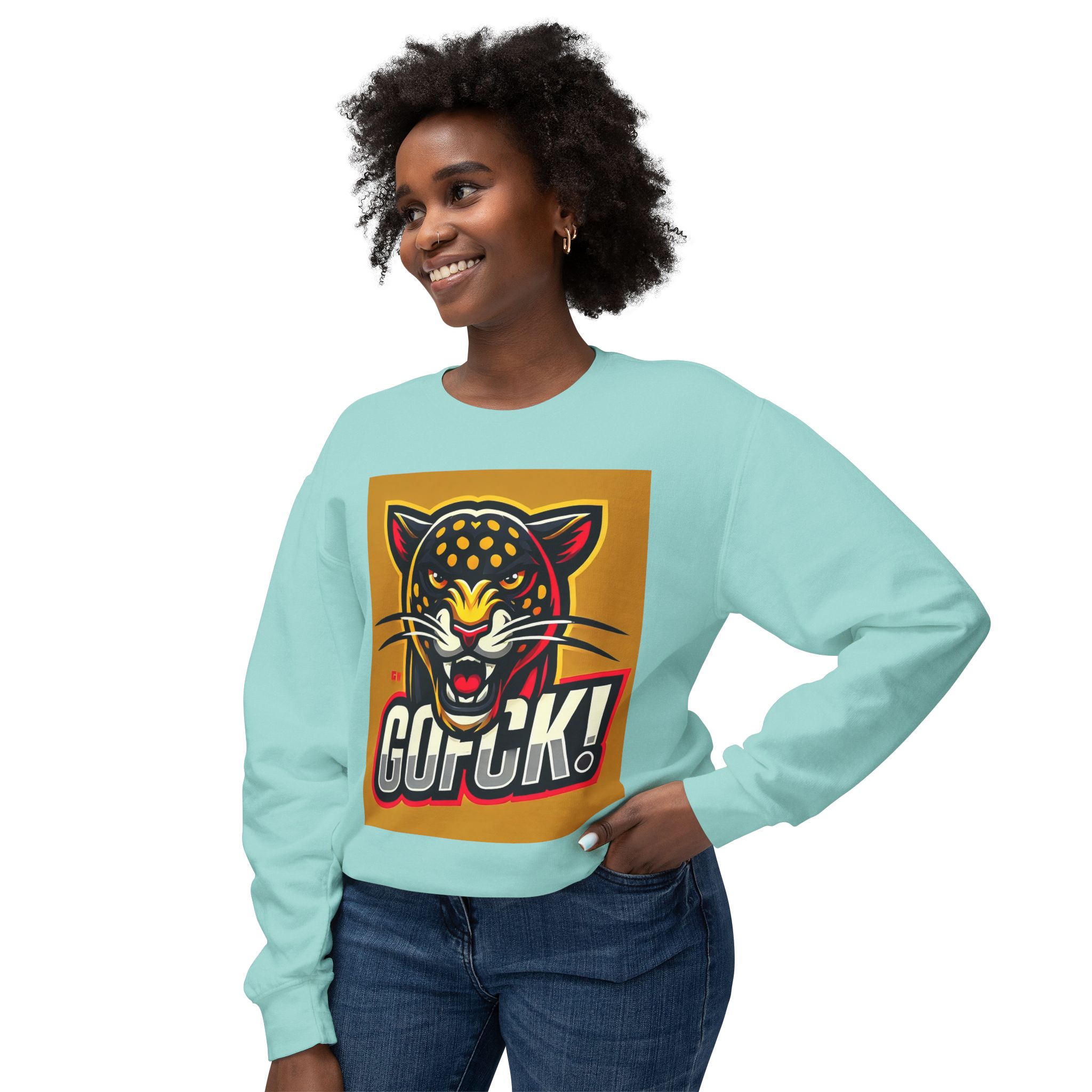 GOFCK Mad Panther. Designer Exclusive Unisex Lightweight Crewneck Sweatshirt - Image 35