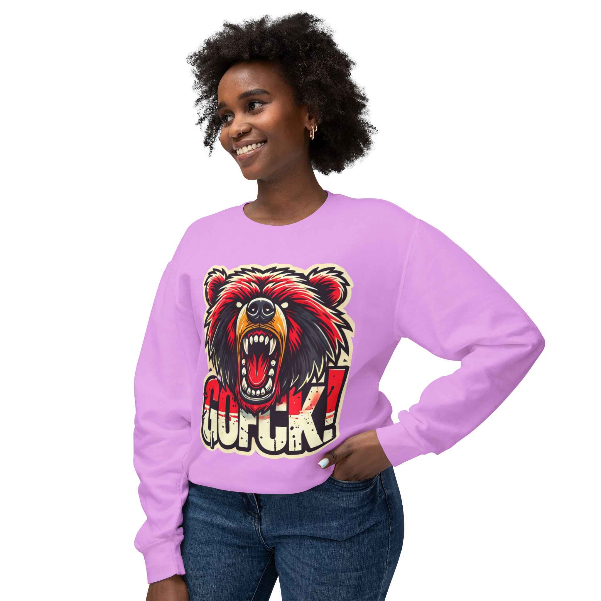 GOFCK Killa Bear. Designer Exclusive Unisex Lightweight Crewneck Sweatshirt - Image 51