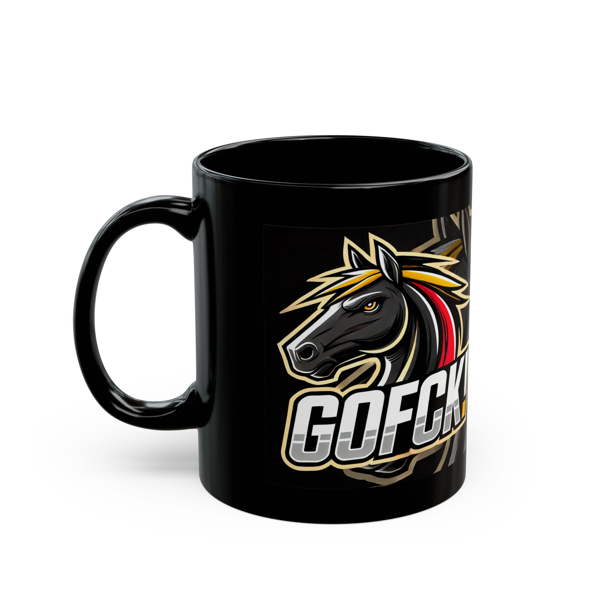 GOFCK Wild Horse Designer Black Mug (11oz, 15oz) - Image 4