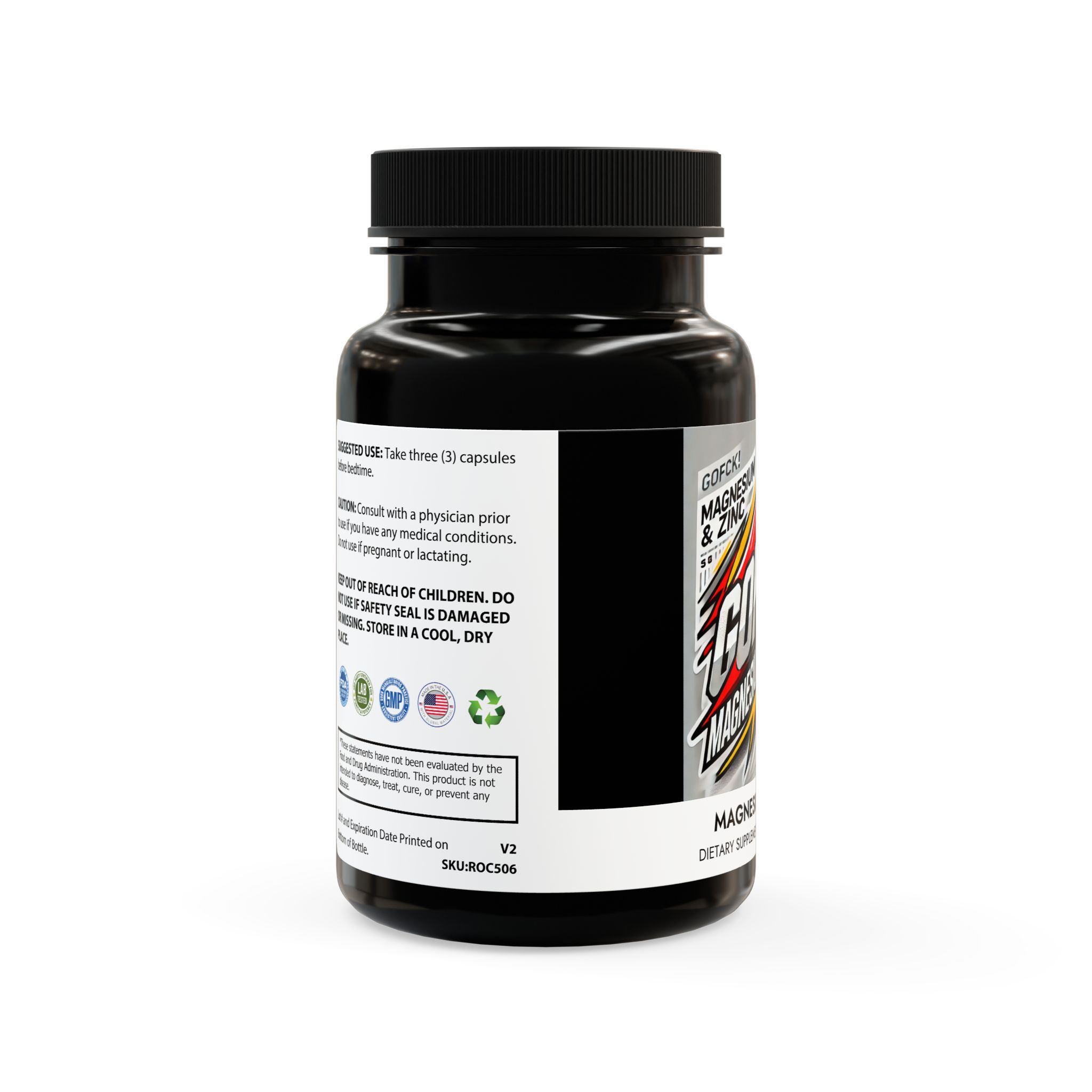 GOFCK Labs. High Quality Magnesium & Zinc Ultra Natural Strong Supplement (90 Capsules) - Image 2