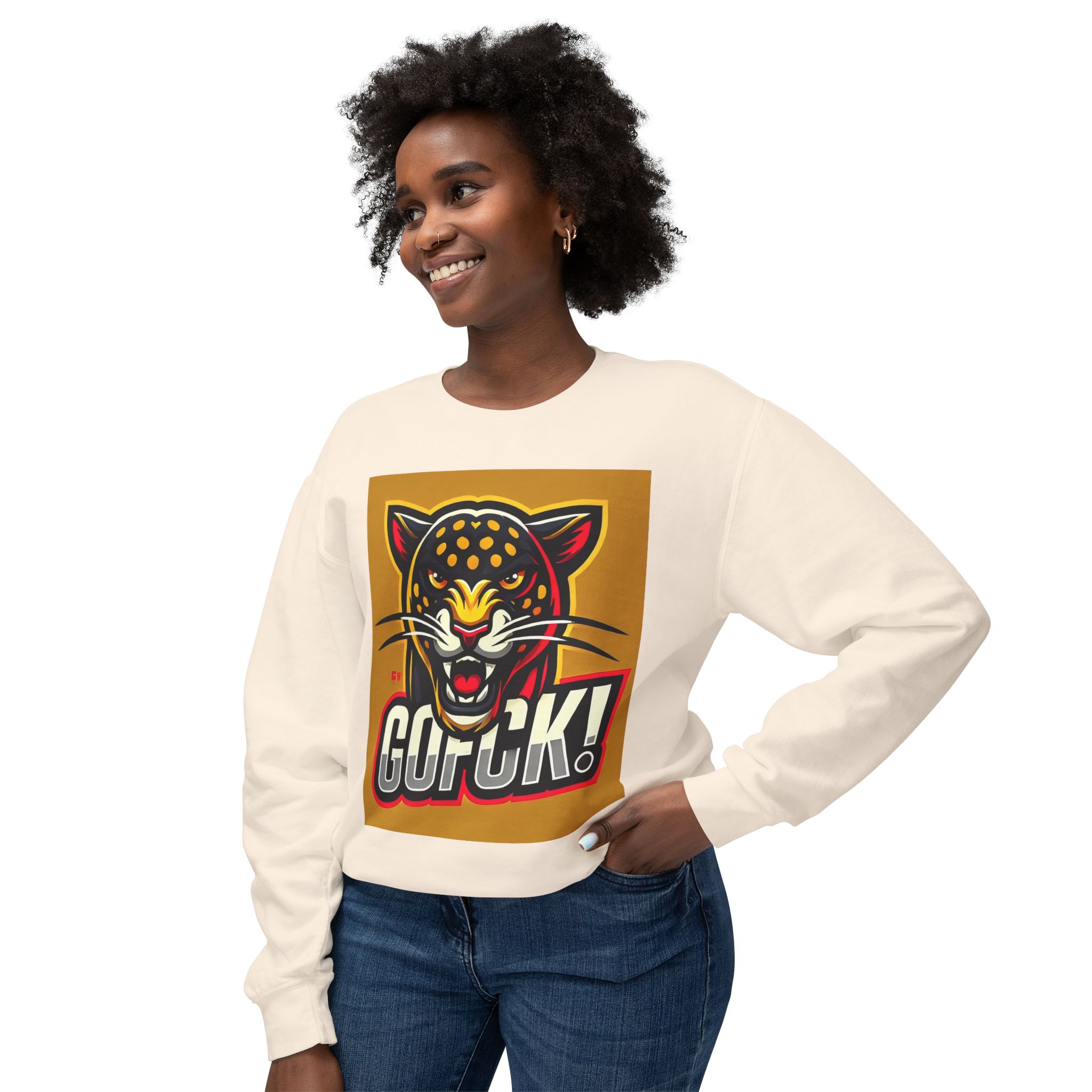 GOFCK Mad Panther. Designer Exclusive Unisex Lightweight Crewneck Sweatshirt - Image 7
