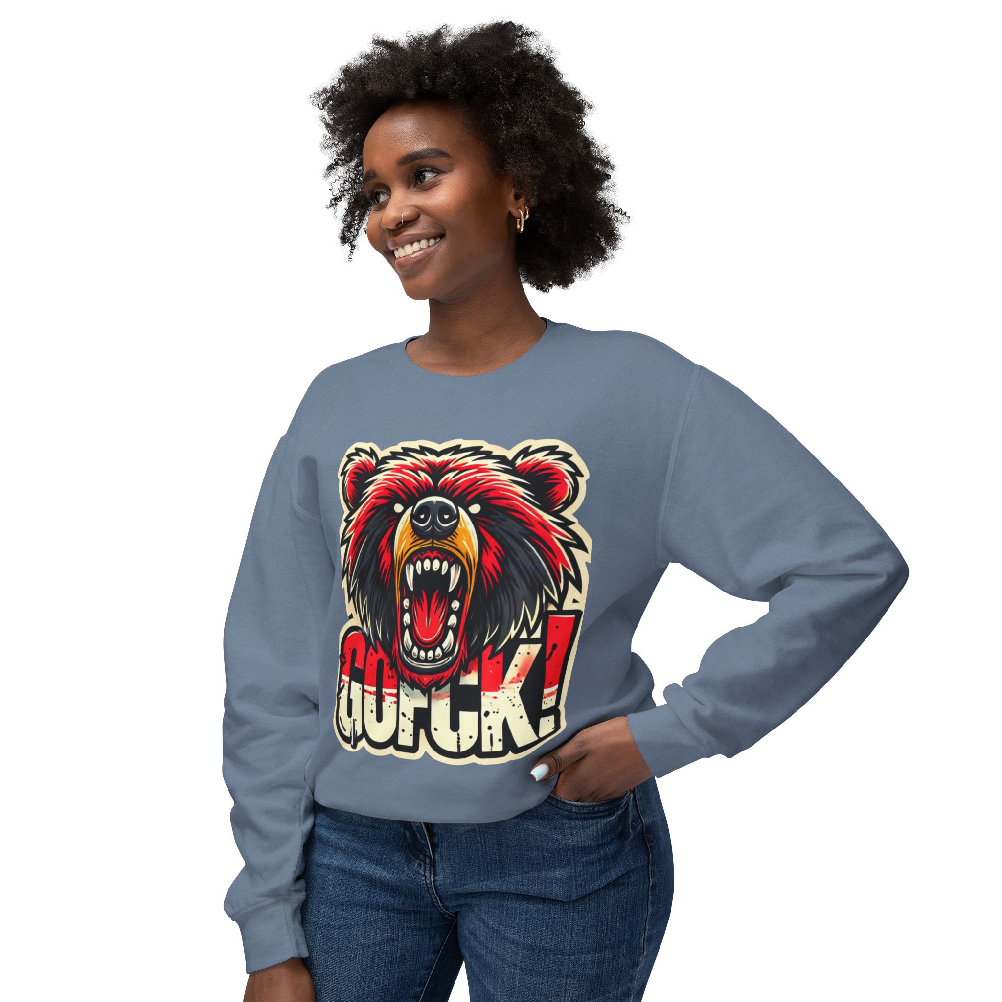 GOFCK Killa Bear. Designer Exclusive Unisex Lightweight Crewneck Sweatshirt - Image 43