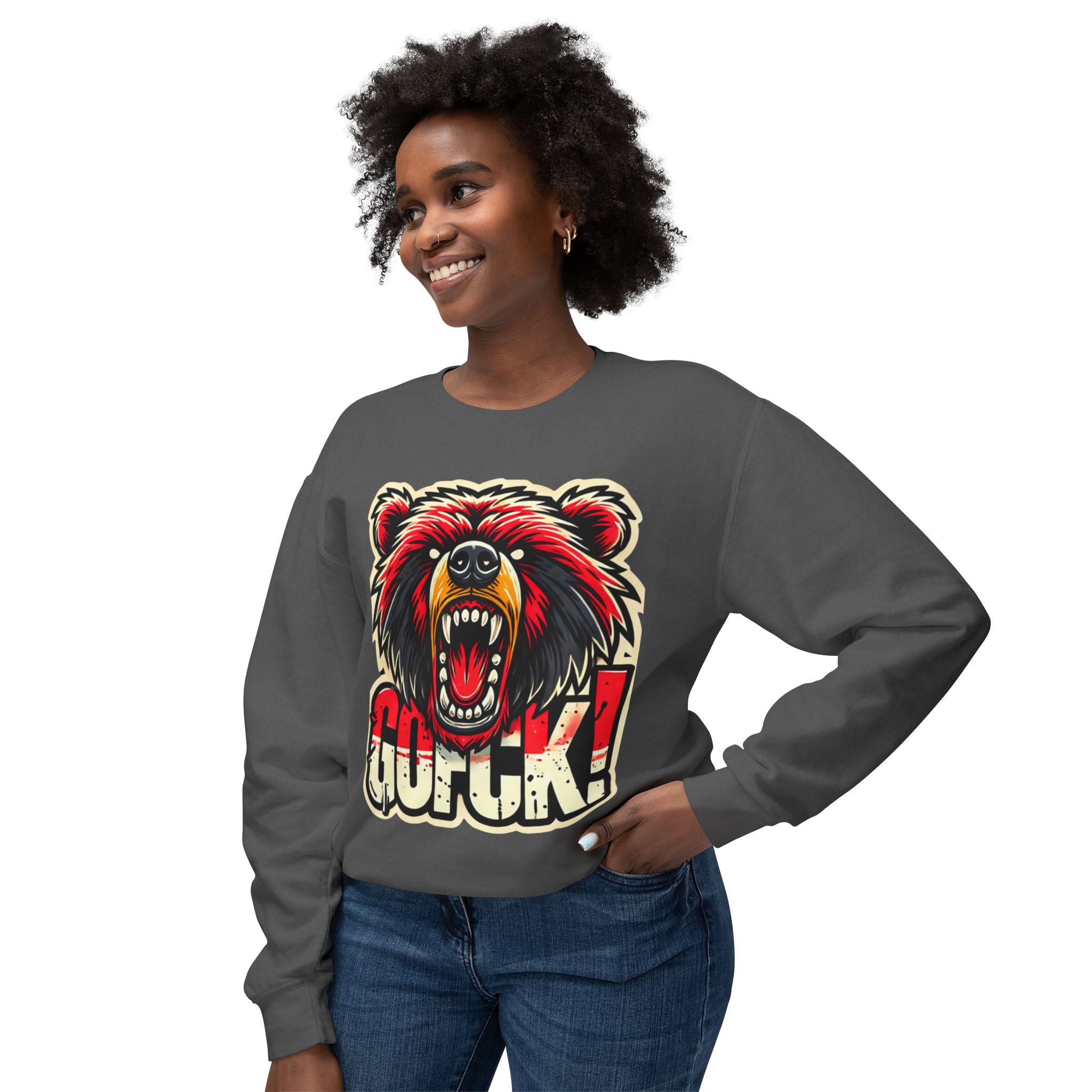 GOFCK Killa Bear. Designer Exclusive Unisex Lightweight Crewneck Sweatshirt - Image 31