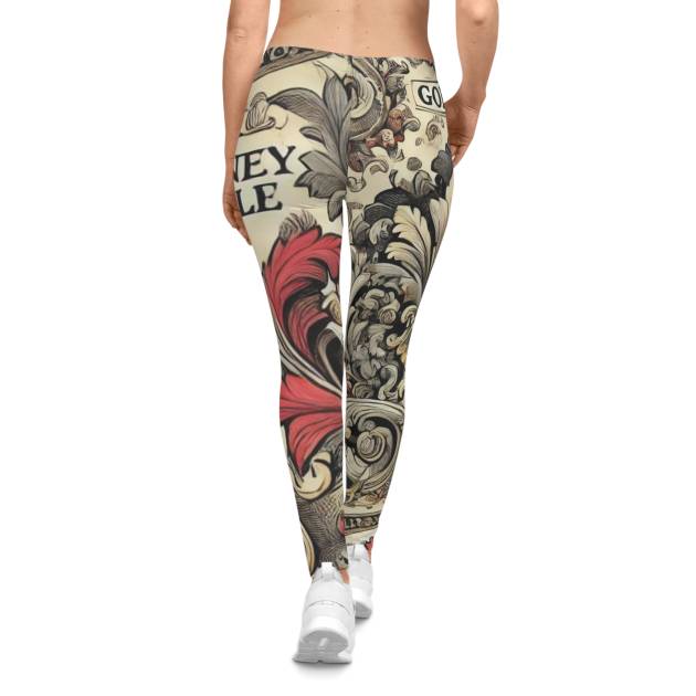 Baroque Floral Print Leggings — Vintage Scroll Pattern Women’s All-Over Print